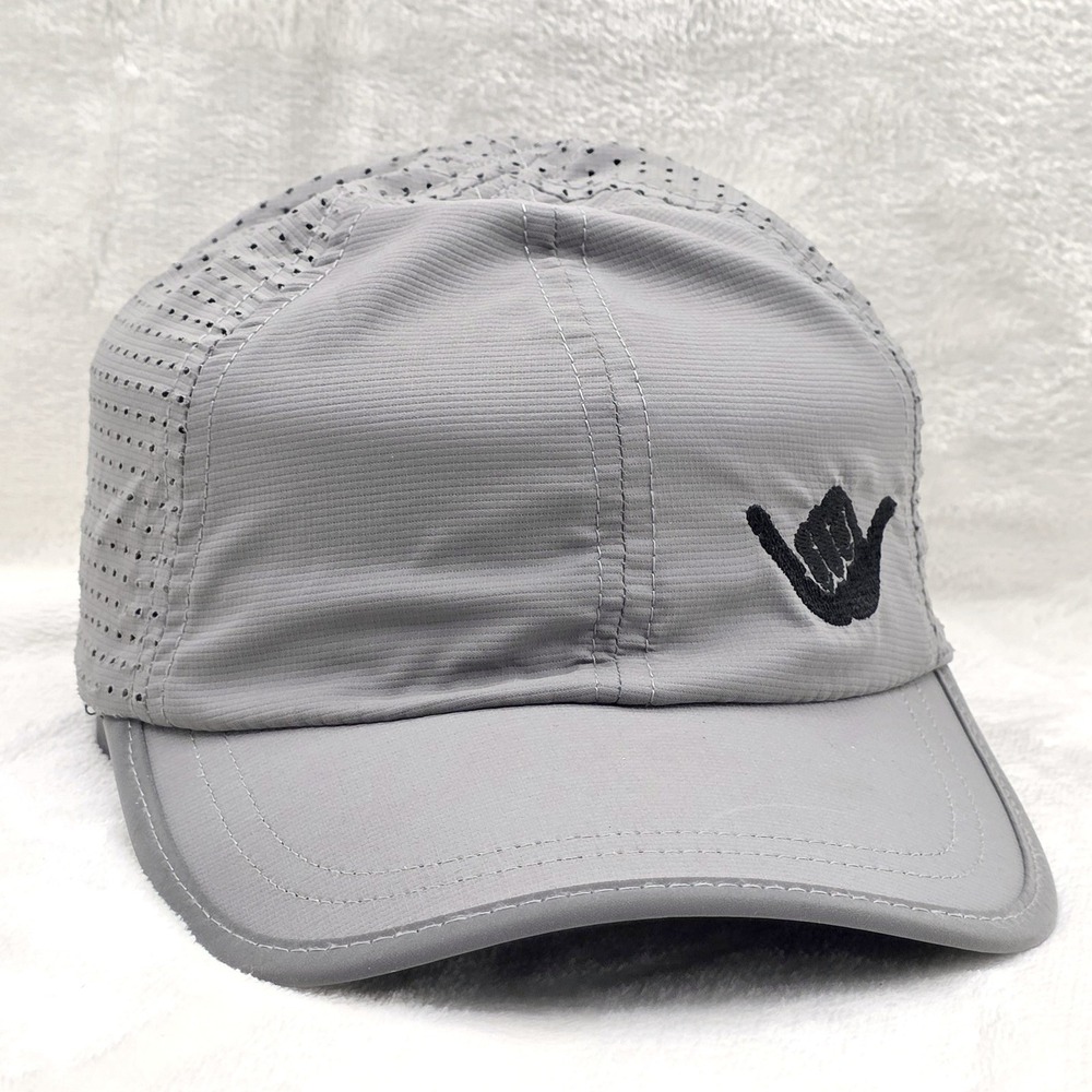 Maui Surf Hat Cap Mens Strap Back Gray Lightweight Running Hawaii Shaka Beach